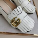 Gucci Mid Heel Pump Leather White 408208 C9D00 9022 - Image 4