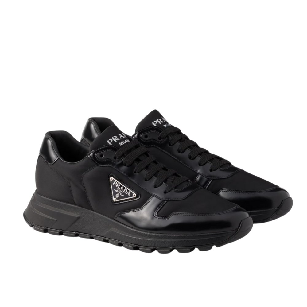 20-1-8 Prada Prax 01 Re Nylon And Brushed Leather Sneaker Black 2Ee369 3Lf5 F0632 F G000 - Image 1