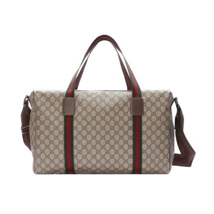 Gucci Medium Duffle Bag With Web Beige Ebony 45Cm 758664 Fack7 9768