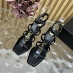 Saint Laurent Cassandra Wedges In Smooth Leather Black 821090Dwedd1000 - Image 2