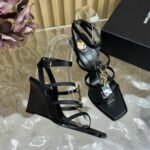 Saint Laurent Cassandra Wedges In Smooth Leather Black 821090Dwedd1000 - Image 3
