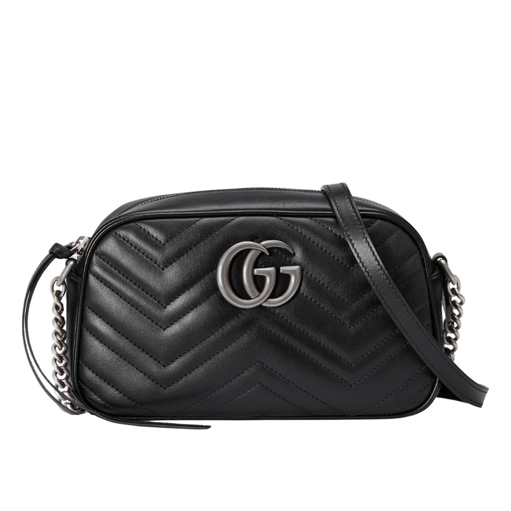 21-2-4 Gucci Gg Marmont Small Shoulder Bag Black 24Cm 447632 Um8Bn 1000 - Image 1