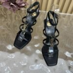 Saint Laurent Cassandra Wedges In Smooth Leather Black 821090Dwedd1000 - Image 6