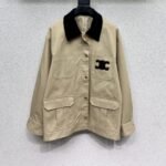 Celine Corduroy Lapel Jacket Beige - Image 2