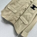 Celine Corduroy Lapel Jacket Beige - Image 4
