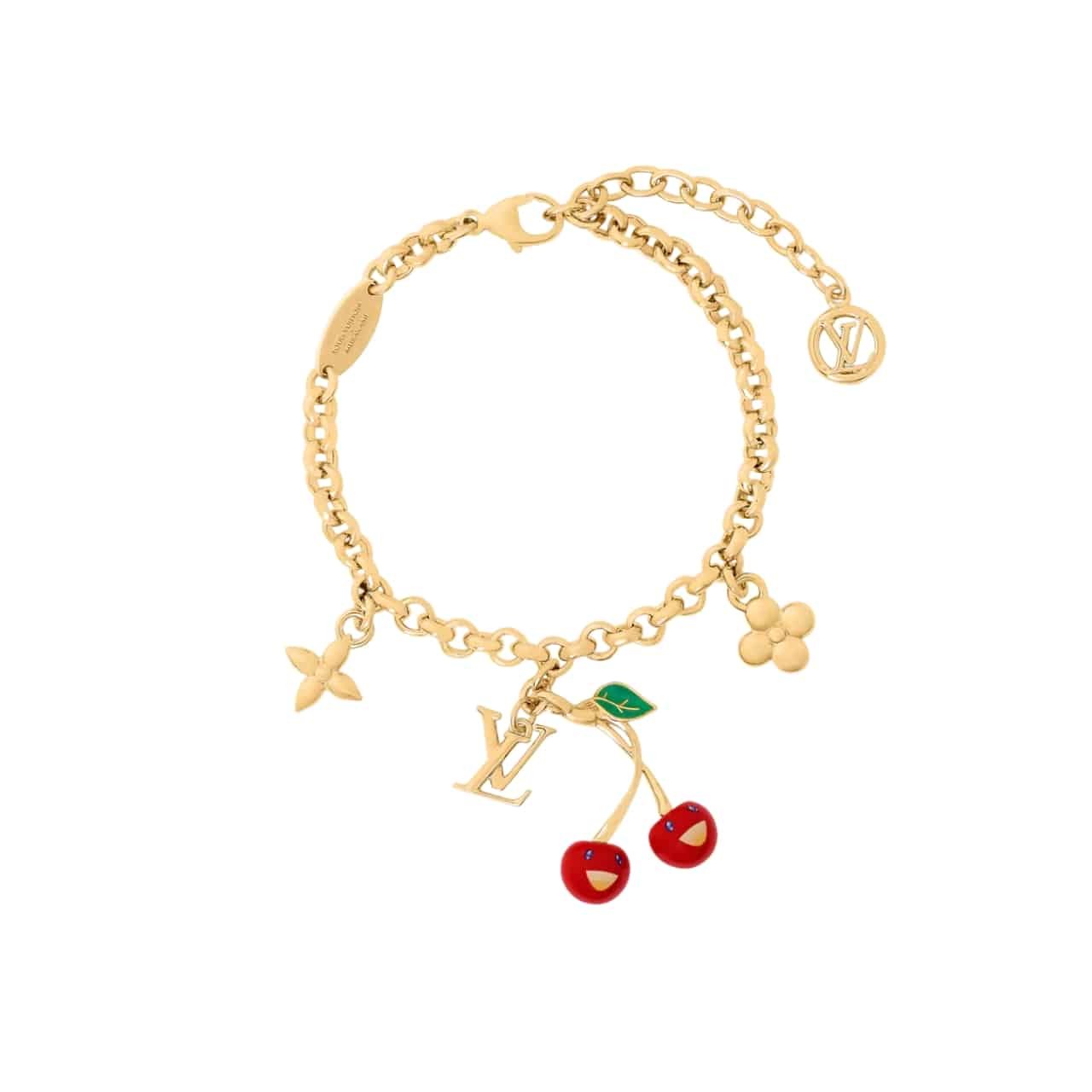 212-9 Louis Vuitton X Murakami Cerise Bracelet Gold M1691A - Image 1