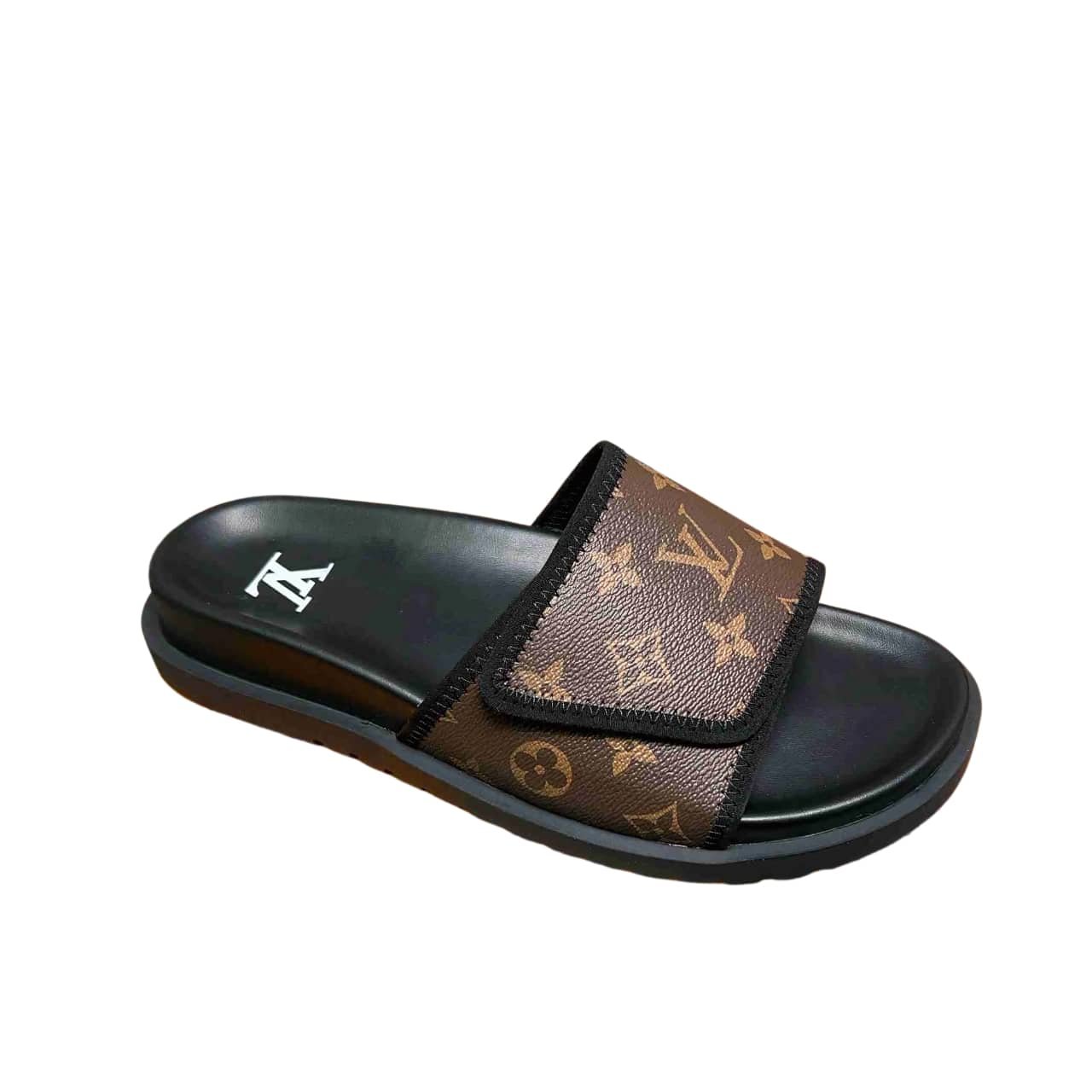 234-9 Louis Vuitton Velcro Slides Monogram Brown - Image 1