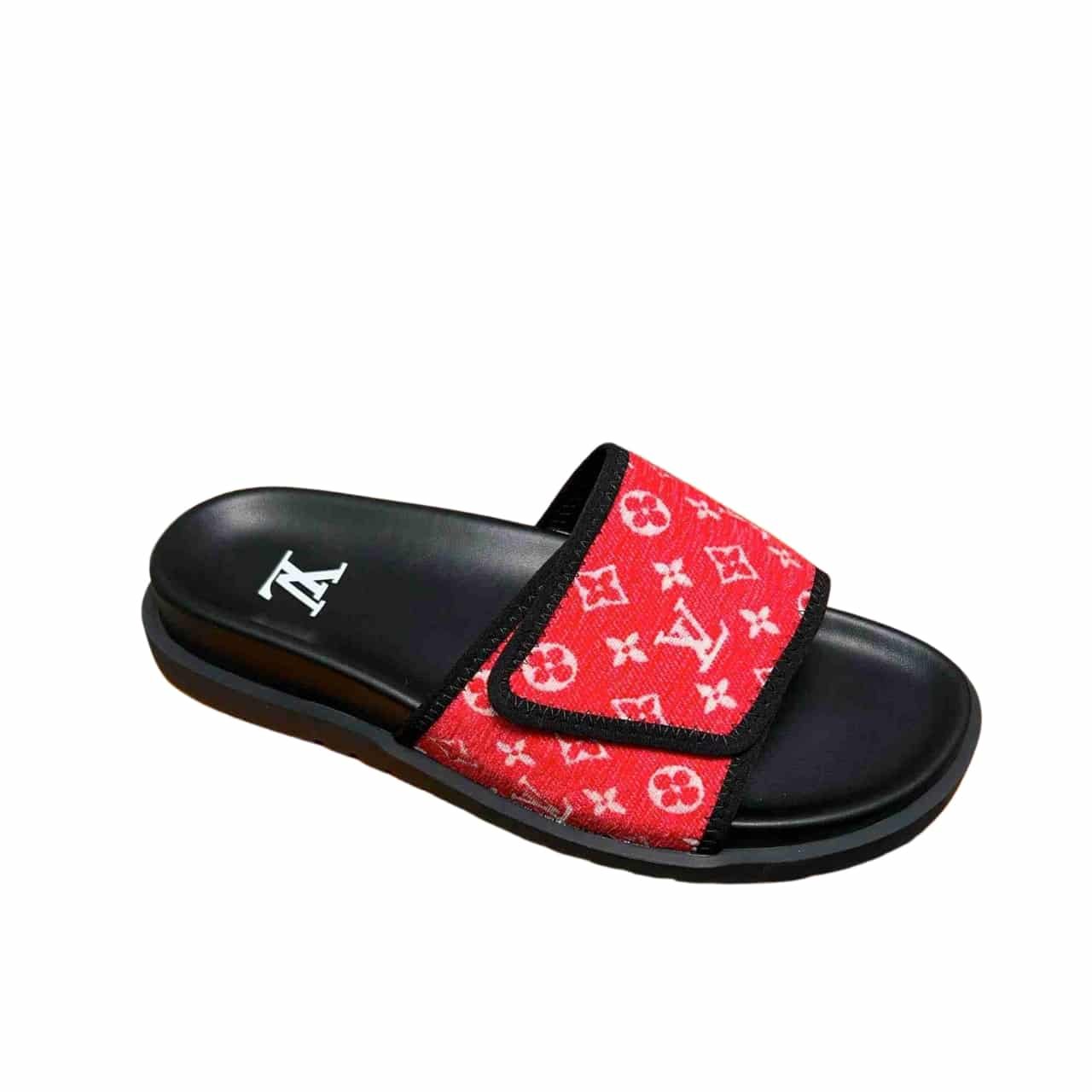 237 Louis Vuitton Velcro Slides Monogram Red - Image 1