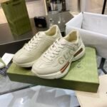 Gucci Women Rhyton Gucci Logo Leather Sneaker Beige 528892 Drw00 9522 - Image 7
