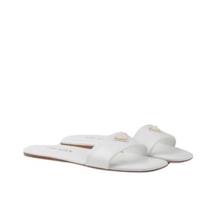 Prada Leather Slides White 1Xx355 070 F0009 F D005