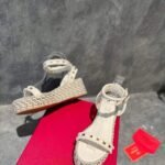 Valentino Rockstud Flatform Sandal White - Image 7
