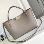 Valentino Garavani Rockstud Small Tote Bag Grey Genuine 28Cm - Image 2
