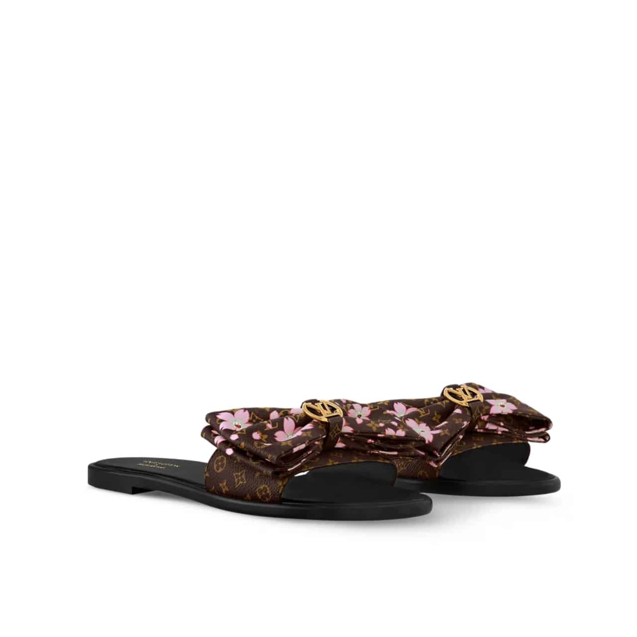 31-1-2 Louis Vuitton X Takashi Murakami Lily Flat Mule Sakura Brown 1AGVYB - Image 1