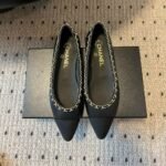 Chanel Leather And Fabric Cc Chain Link Ballet Flats Black - Image 2