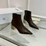Loewe Anagram Leather Ankle Boots Brown - Image 3