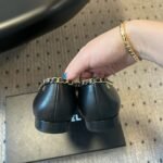 Chanel Leather And Fabric Cc Chain Link Ballet Flats Black - Image 6