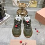 Miumiu Tyre Technical Fabric And Suede Sneaker Lead Green 5E417E Zjm F0466 F 005 - Image 2