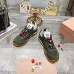 Miumiu Tyre Technical Fabric And Suede Sneaker Lead Green 5E417E Zjm F0466 F 005 - Image 5