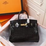 [Super Vip 1:1] Hermes Birkin 30 Shiny Porosus Crocodile Gold Hardware Black 30Cm - Image 2