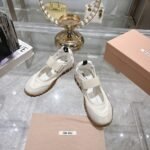 Miumiu Tyre Technical Fabric And Suede Ballerinas Ivory 5F416E D7C F0304 F 005 - Image 3