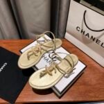 Chanel Gold Pearl Cc Logo Thong Sandals Golden - Image 3