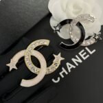 Chanel Cc Brooch Silver And Black With Two Small Stars - Image 6