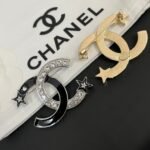 Chanel Cc Brooch Silver And Black With Two Small Stars - Image 7