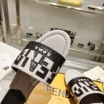 Fendi Logo Bicolor Flat Sandals White - Image 3