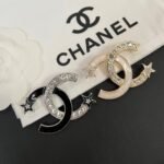 Chanel Cc Brooch Silver And Black With Two Small Stars - Image 9