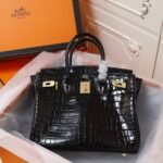 [Super Vip 1:1] Hermes Birkin 30 Shiny Porosus Crocodile Gold Hardware Black 30Cm - Image 3