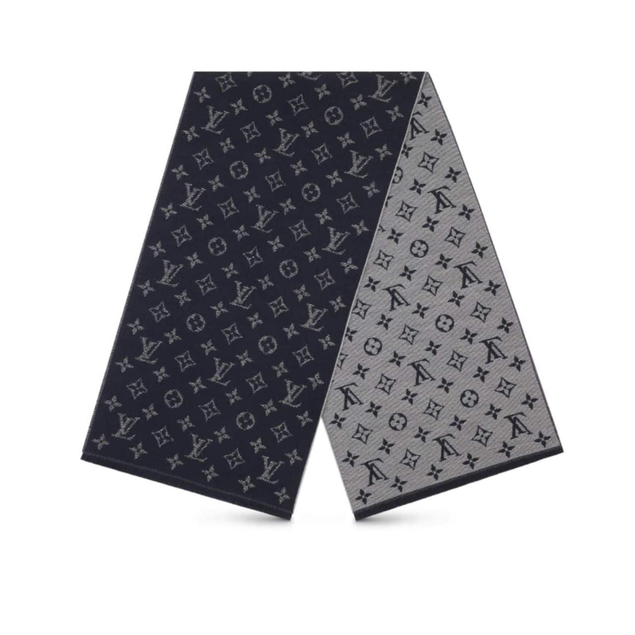 37-22 Louis Vuitton Cachecol Monogram Denim Scarf Dark Grey - Image 1