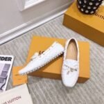 Louis Vuitton White Monogram Empreinte Leather Gloria Loafers - Image 4
