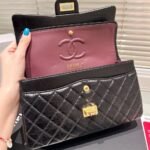 Chanel 2.55 Handbag Gold Tone Metal Black 24Cm A37586 Y04634 C3906 - Image 6