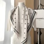 Chanel Square Scarf Jacquard Silk Twill In Ecru Black And Light Pink 90Cm Aaa777 B19447 Nafft - Image 9