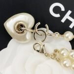 Chanel Double Strand Pearl Necklace with Heart Shaped Charm - Image 3