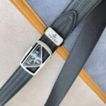 Prada Saffiano Leather Belt Silver Hardware In Black - Image 3