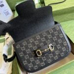 Summer Set: Gucci Horsebit 1955 Original Gg Shoulder Bag Black Ivory And Gg Denim Baseball Hat Black - Image 6