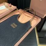 Miumiu Ivy Denim Bag Blue And Brandy 35Cm - Image 5