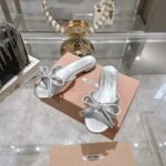 Miumiu Mordoré Nappa Leather Sandals With Bow Silver - Image 2