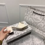 Valentino Vlogo Signature Square Toe Middle Heel White Slide Sandal - Image 3