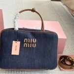 Miumiu Beau Denim Top Handle Bag Blue 35Cm - Image 2