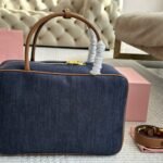 Miumiu Beau Denim Top Handle Bag Blue 35Cm - Image 3