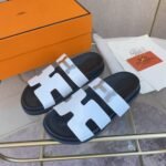 Hermes Chypre Sandal H Logo Silver Hardware White - Image 2