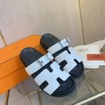 Hermes Chypre Sandal H Logo Silver Hardware White - Image 3