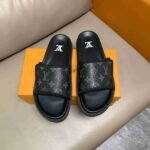 Louis Vuitton Velcro Slides Monogram Black - Image 4