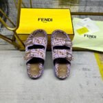 Fendi Feel Ff Jacquard Velvet Slides Amethyst Purple - Image 3