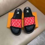 Louis Vuitton Velcro Slides Monogram Red - Image 5