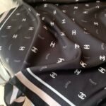 Chanel Square Scarf Jacquard Silk Twill In Black Ecru And Pink 90Cm Aaa777 B19447 Naffw - Image 8