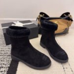 Chanel Suede Ankle Boots Black G45941 B17918 94035 - Image 2