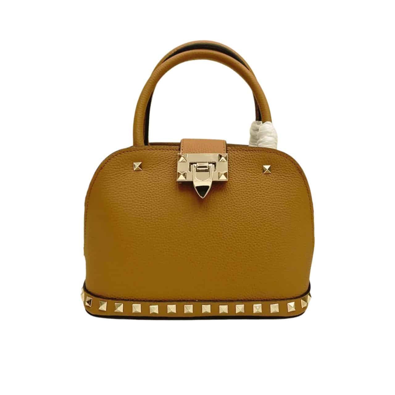 48-20 Valentino Garavani Rockstud Handbag In Grainy Brown 21Cm - Image 1